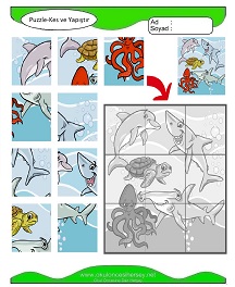 Puzzle Kes Yapıştır Çalışma Sayfaları